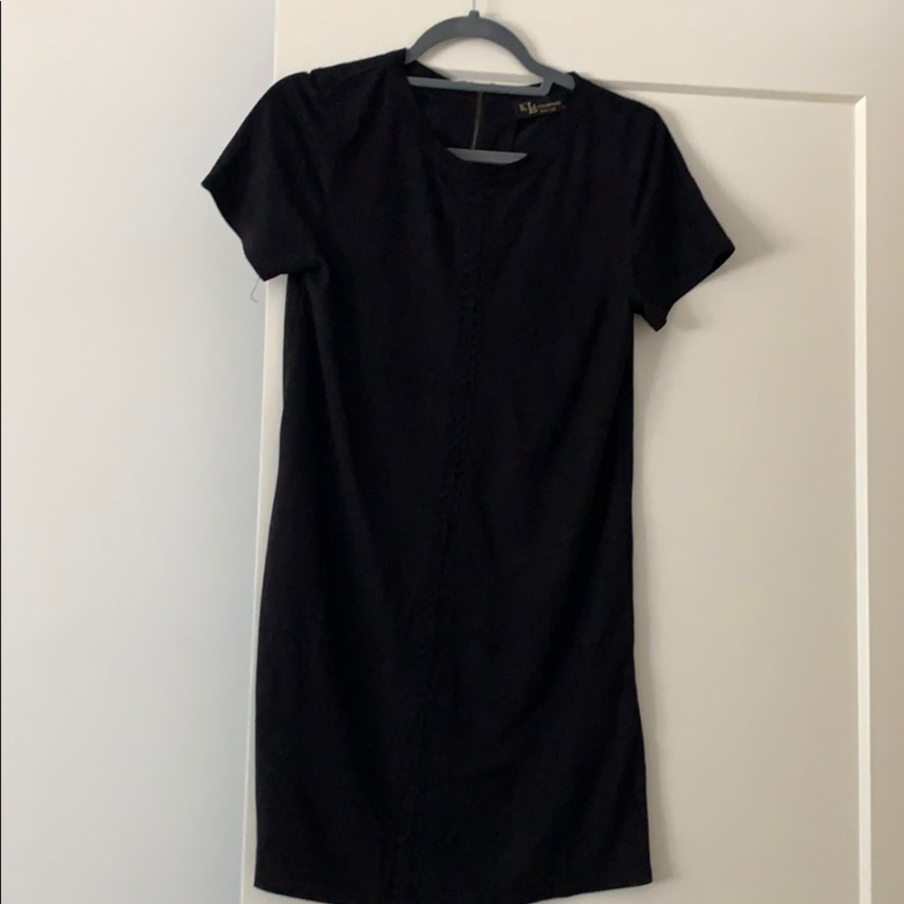 Black faux suede dress